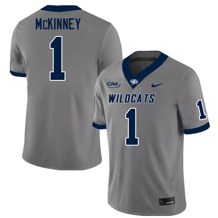 New Hampshire Wildcats #1 Casey McKinney College Football Jerseys,Uniforms-Grey
